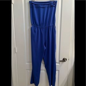 NY Collection Peacock Blue Strapless Jumpsuit. PL (NWT)